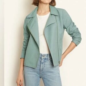 Ann Taylor Womens‎ Moto Jacket Light Green Asymmetrical Zip Size 12